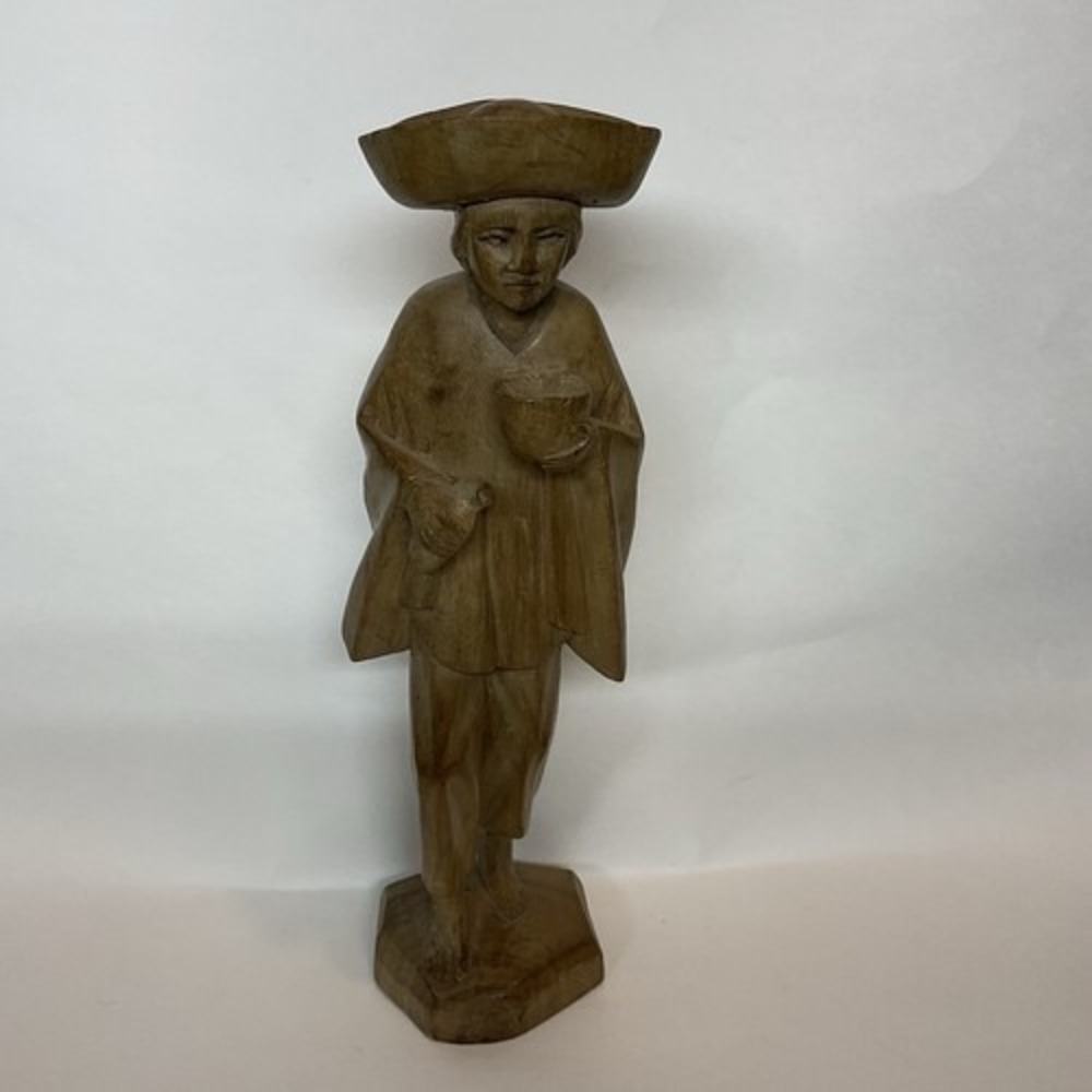 Vintage Hand Carved Wood Folk Art‎ Man Colonial Figure Statue Sculpture 11.6"
